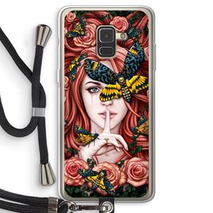 CaseCompany Lady Moth: Samsung Galaxy A8 (2018) Transparant Hoesje met koord
