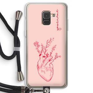 CaseCompany Blooming Heart: Samsung Galaxy A8 (2018) Transparant Hoesje met koord