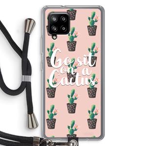 CaseCompany Cactus quote: Samsung Galaxy A42 5G Transparant Hoesje met koord