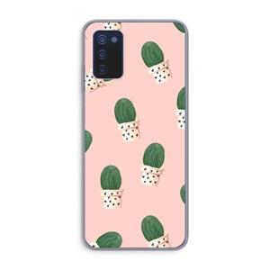 CaseCompany Cactusprint roze: Samsung Galaxy A03s Transparant Hoesje