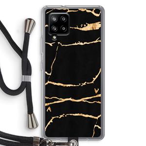CaseCompany Gouden marmer: Samsung Galaxy A42 5G Transparant Hoesje met koord