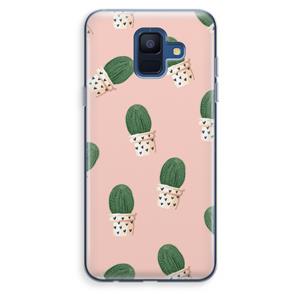 CaseCompany Cactusprint roze: Samsung Galaxy A6 (2018) Transparant Hoesje