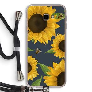 CaseCompany Sunflower and bees: Samsung Galaxy J4 Plus Transparant Hoesje met koord