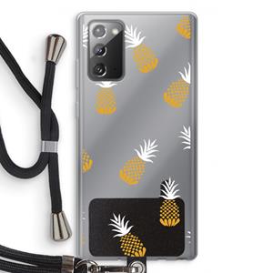 CaseCompany Ananasjes: Samsung Galaxy Note 20 / Note 20 5G Transparant Hoesje met koord