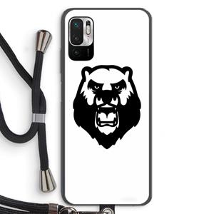 CaseCompany Angry Bear (white): Xiaomi Redmi Note 10 5G Transparant Hoesje met koord