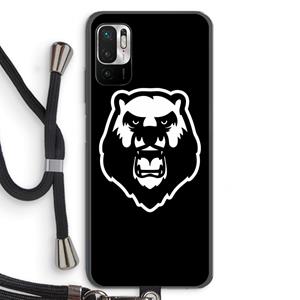 CaseCompany Angry Bear (black): Xiaomi Redmi Note 10 5G Transparant Hoesje met koord