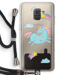 CaseCompany Vliegende eenhoorn: Samsung Galaxy A8 (2018) Transparant Hoesje met koord