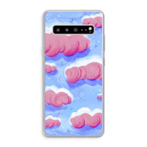 CaseCompany Roze wolken met vogels: Samsung Galaxy S10 5G Transparant Hoesje
