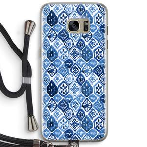 CaseCompany Blauw motief: Samsung Galaxy S7 Edge Transparant Hoesje met koord