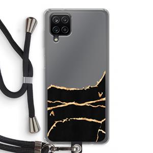 CaseCompany Gouden marmer: Samsung Galaxy A12 Transparant Hoesje met koord