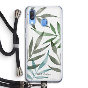 CaseCompany Tropical watercolor leaves: Samsung Galaxy A40 Transparant Hoesje met koord