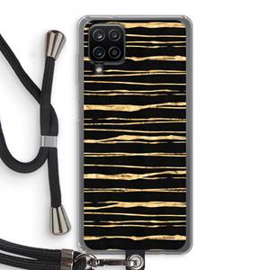 CaseCompany Gouden strepen: Samsung Galaxy A12 Transparant Hoesje met koord
