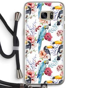 CaseCompany Bloemen tukan: Samsung Galaxy S7 Edge Transparant Hoesje met koord