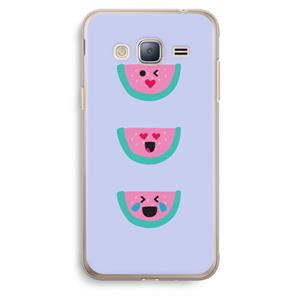 CaseCompany Smiley watermeloen: Samsung Galaxy J3 (2016) Transparant Hoesje