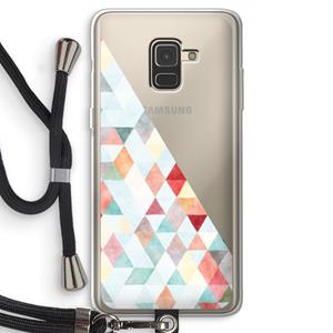 CaseCompany Gekleurde driehoekjes pastel: Samsung Galaxy A8 (2018) Transparant Hoesje met koord