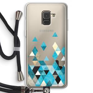 CaseCompany Gekleurde driehoekjes blauw: Samsung Galaxy A8 (2018) Transparant Hoesje met koord