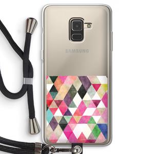CaseCompany Gekleurde driehoekjes: Samsung Galaxy A8 (2018) Transparant Hoesje met koord