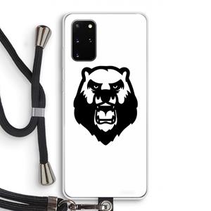 CaseCompany Angry Bear (white): Samsung Galaxy S20 Plus Transparant Hoesje met koord