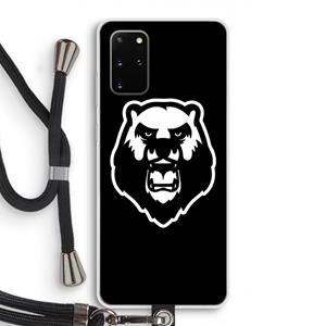 CaseCompany Angry Bear (black): Samsung Galaxy S20 Plus Transparant Hoesje met koord