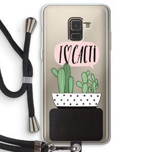CaseCompany I love cacti: Samsung Galaxy A8 (2018) Transparant Hoesje met koord