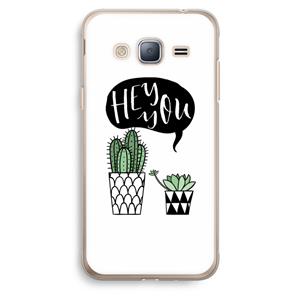 CaseCompany Hey you cactus: Samsung Galaxy J3 (2016) Transparant Hoesje