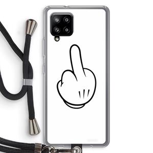 CaseCompany Middle finger white: Samsung Galaxy A42 5G Transparant Hoesje met koord