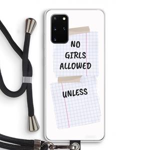 CaseCompany No Girls Allowed Unless: Samsung Galaxy S20 Plus Transparant Hoesje met koord