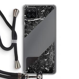 CaseCompany Zwart marmer: Samsung Galaxy A12 Transparant Hoesje met koord