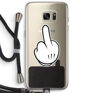 CaseCompany Middle finger white: Samsung Galaxy S7 Edge Transparant Hoesje met koord