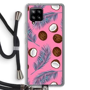 CaseCompany Kokosnoot roze: Samsung Galaxy A42 5G Transparant Hoesje met koord