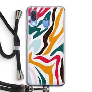 CaseCompany Colored Zebra: Samsung Galaxy A40 Transparant Hoesje met koord