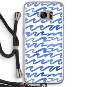 CaseCompany Blauwe golven: Samsung Galaxy S7 Edge Transparant Hoesje met koord
