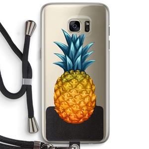 CaseCompany Grote ananas: Samsung Galaxy S7 Edge Transparant Hoesje met koord