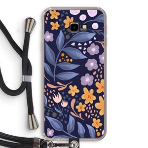 CaseCompany Flowers with blue leaves: Samsung Galaxy J4 Plus Transparant Hoesje met koord