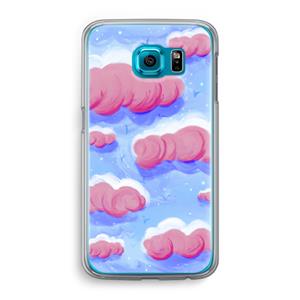 CaseCompany Roze wolken met vogels: Samsung Galaxy S6 Transparant Hoesje