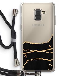 CaseCompany Gouden marmer: Samsung Galaxy A8 (2018) Transparant Hoesje met koord