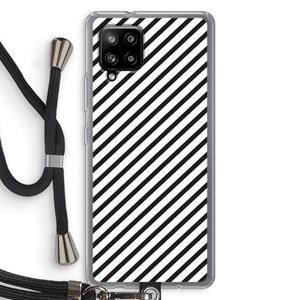 CaseCompany Strepen zwart-wit: Samsung Galaxy A42 5G Transparant Hoesje met koord