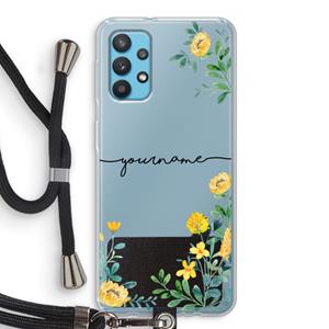 CaseCompany Gele bloemen: Samsung Galaxy A32 4G Transparant Hoesje met koord