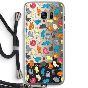 CaseCompany Kleurrijke katten: Samsung Galaxy S7 Edge Transparant Hoesje met koord