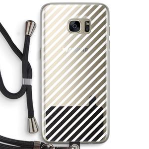 CaseCompany Strepen zwart-wit: Samsung Galaxy S7 Edge Transparant Hoesje met koord