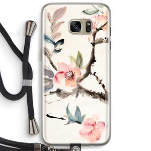 CaseCompany Japanse bloemen: Samsung Galaxy S7 Edge Transparant Hoesje met koord