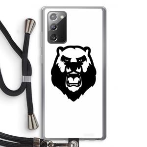 CaseCompany Angry Bear (white): Samsung Galaxy Note 20 / Note 20 5G Transparant Hoesje met koord