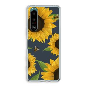 CaseCompany Sunflower and bees: Sony Xperia 5 III Transparant Hoesje