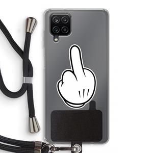 CaseCompany Middle finger black: Samsung Galaxy A12 Transparant Hoesje met koord