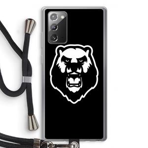CaseCompany Angry Bear (black): Samsung Galaxy Note 20 / Note 20 5G Transparant Hoesje met koord