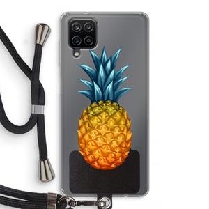 CaseCompany Grote ananas: Samsung Galaxy A12 Transparant Hoesje met koord