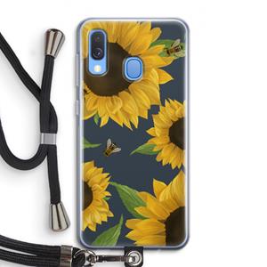 CaseCompany Sunflower and bees: Samsung Galaxy A40 Transparant Hoesje met koord