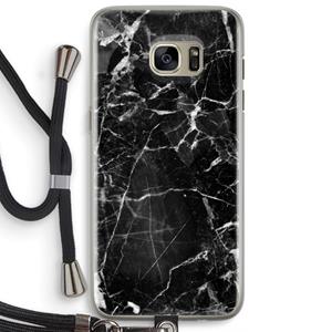 CaseCompany Zwart Marmer 2: Samsung Galaxy S7 Edge Transparant Hoesje met koord