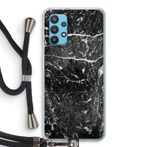 CaseCompany Zwart marmer: Samsung Galaxy A32 4G Transparant Hoesje met koord