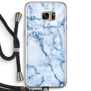 CaseCompany Blauw marmer: Samsung Galaxy S7 Edge Transparant Hoesje met koord